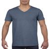 By Gildan Adult Softstyle 45 Oz V-Neck T-Shirt - Heather Navy - 2XL - (Style # G64V - Original Label) view 1