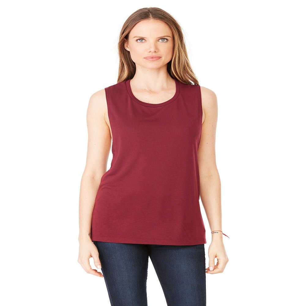 By Bella + Canvas Ladies Flowy Scoop Muscle Tank - Maroon - XL - (Style # B8803 - Original Label)