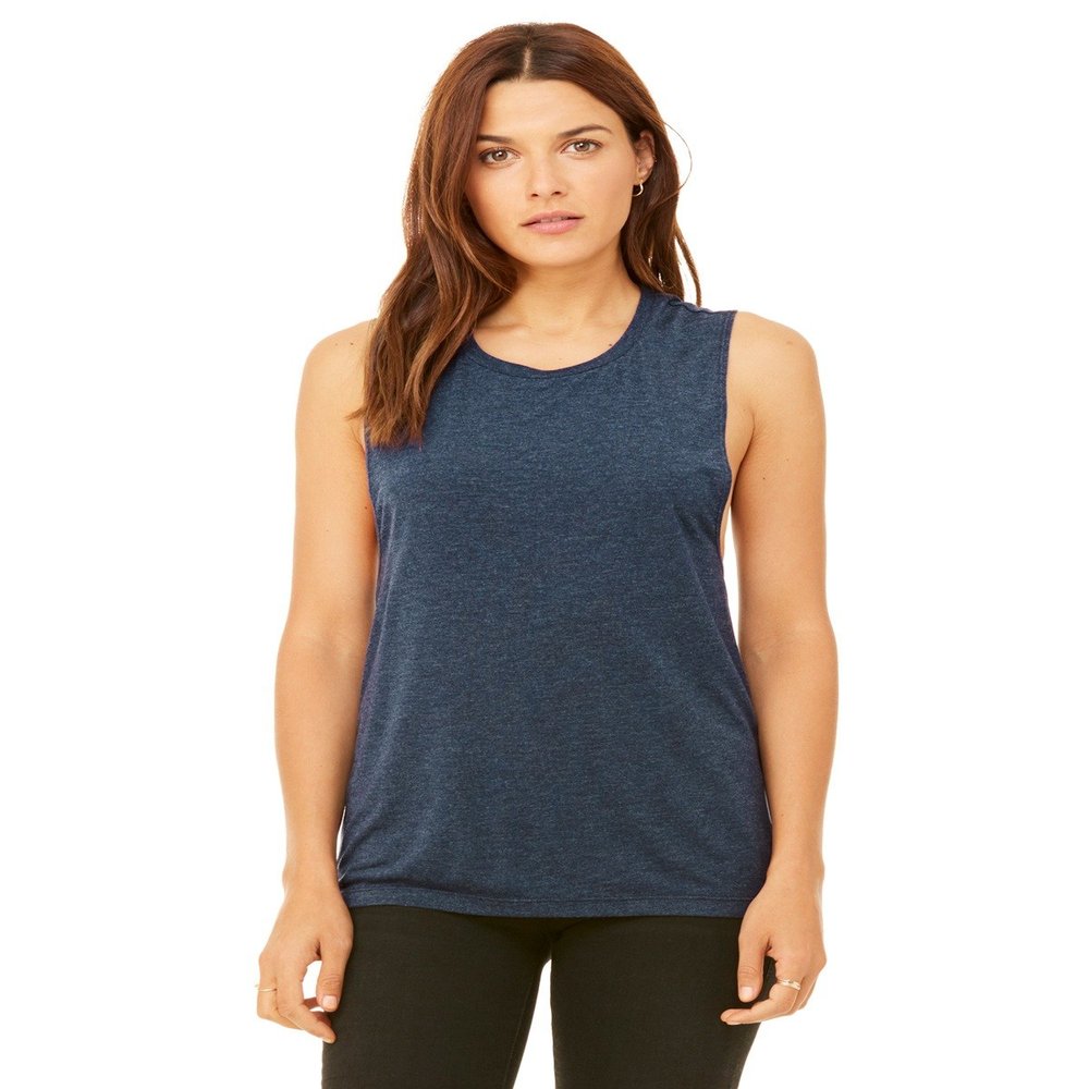 Bella + Canvas Ladies Flowy Scoop Muscle Tank - HEATHER NAVY - S - (Style # B8803 - Original Label)