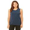 Bella + Canvas Ladies Flowy Scoop Muscle Tank - HEATHER NAVY - S - (Style # B8803 - Original Label) view 2