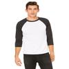 Bella + Canvas Unisex 3/4-Sleeve Baseball T-Shirt - WHT FLCK/CHR TR - XL - (Style # 3200 - Original Label) view 1