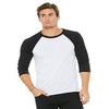Bella + Canvas Unisex 3/4-Sleeve Baseball T-Shirt - WHT FLCK/CHR TR - XL - (Style # 3200 - Original Label) view 2