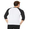 Bella + Canvas Unisex 3/4-Sleeve Baseball T-Shirt - WHT FLCK/CHR TR - XL - (Style # 3200 - Original Label) view 3