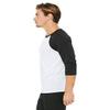 Bella + Canvas Unisex 3/4-Sleeve Baseball T-Shirt - WHT FLCK/CHR TR - XL - (Style # 3200 - Original Label) view 4