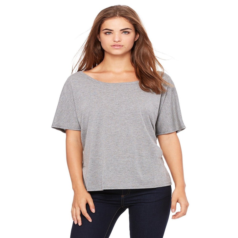 Bella + Canvas Ladies Slouchy T-Shirt - DP Hthr Speckled - S - (Style # 8816 - Original Label)