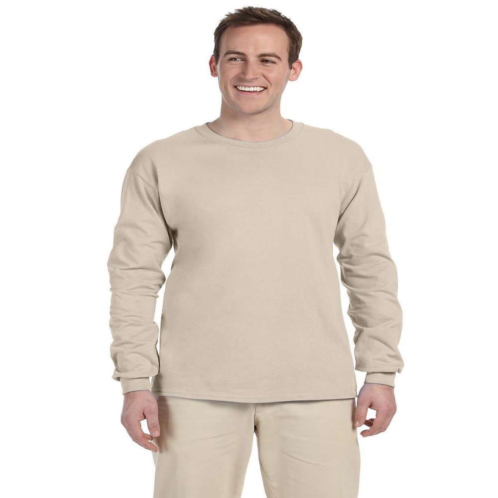 Gildan Adult Ultra Cotton 6 oz Long-Sleeve T-Shirt - Sand - 4XL - (Style # G240 - Original Label)