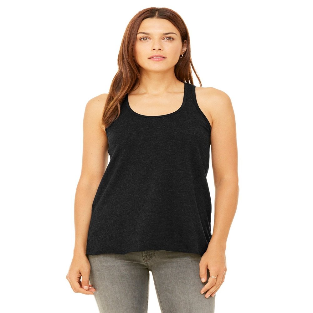 Bella + Canvas Ladies Flowy Racerback Tank - BLACK HEATHER - 2XL - (Style # B8800 - Original Label)