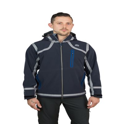 MISHMI TAKIN Cayambe - Seam Taped, Waterproof, Windproof, Fleece Lined, Hooded Soft Shell Jacket - Men's (X-Small, Blue-Grey)