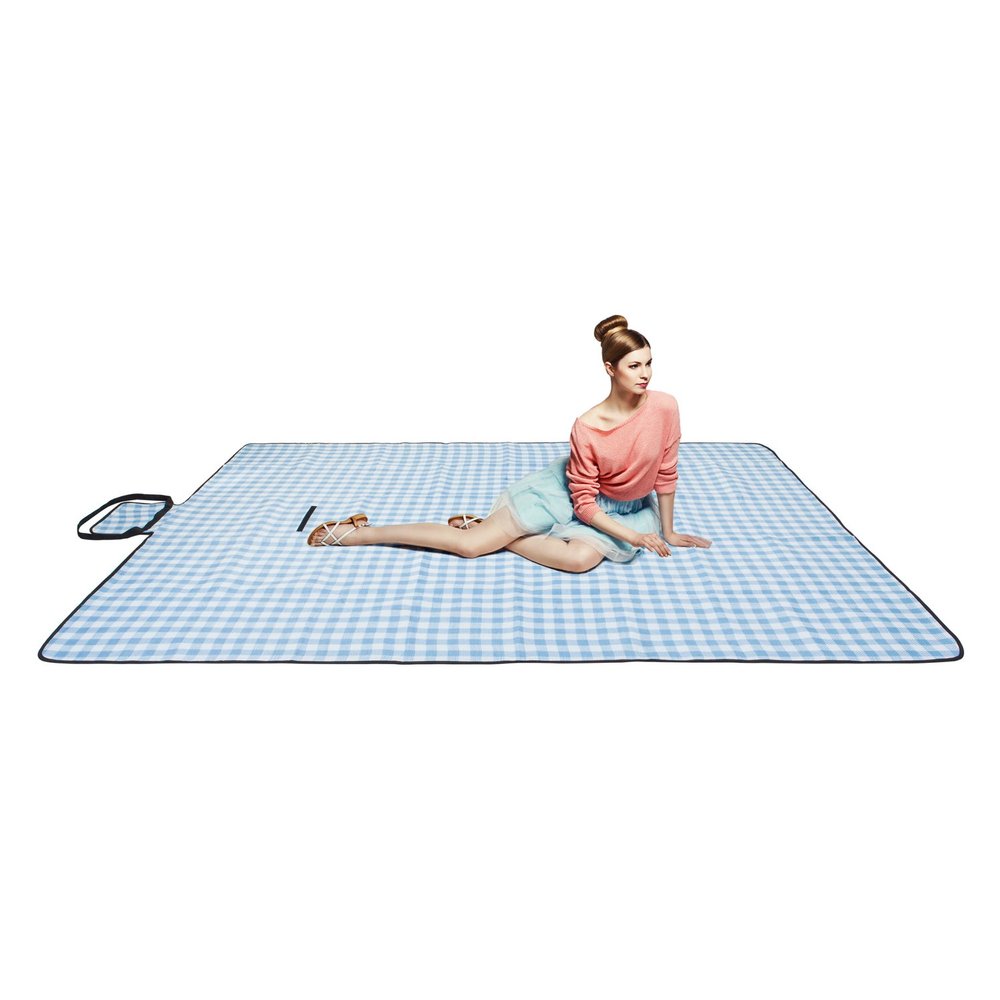 chuanyuekeji Extra Large Picnic & Outdoor Blanket with Waterproof Backing 80" x 90" -Blue and White