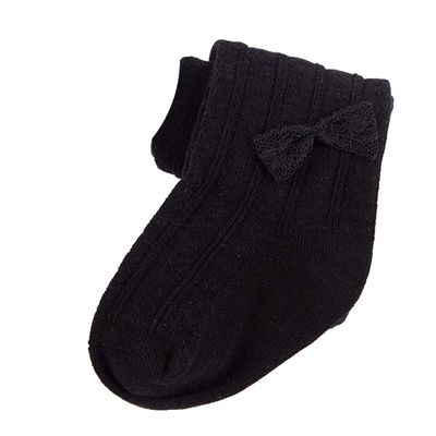 Ding-dong Baby Kid Girl Cotton Tights(Style 6, Black,2-4T)