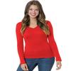 Bayside Junior's 4.2 oz., Fine Jersey Long-Sleeve V-Neck T-Shirt S RED view 1