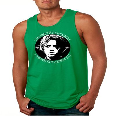 ALLNTRENDS Men's Tank Top The North Remembers Cool Trendy Top (XL, Green)