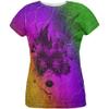 Mardi Gras Party Mask Distressed Grunge Flag All Over Womens T Shirt - SM/Multi view 1