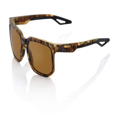 100% Centric Angular Frame Sunglasses - Durable, Lightweight Active Performance Eyewear w/Rubber Temple & Nose Grip (SOFT TACT HAVANA - Bronze PEAKPOLAR Lens)