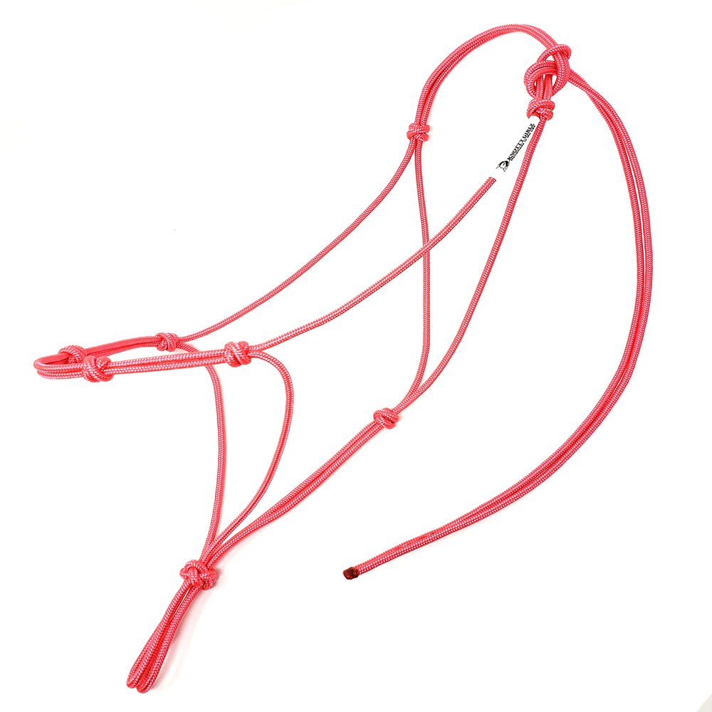 Knotty Girlz 4 Knot Horse Rope Training Halter - 3/16" (5mm) Very Thin! Stiff Polyester Halter Rope (Pink, Large)