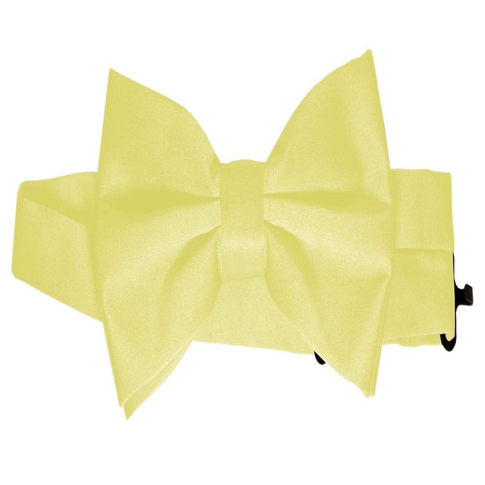 Brand Q Bow-Tie is 2 1/2 Wide. Fits neck up to 20". Pre-tied. Adjustable for easy sizing.