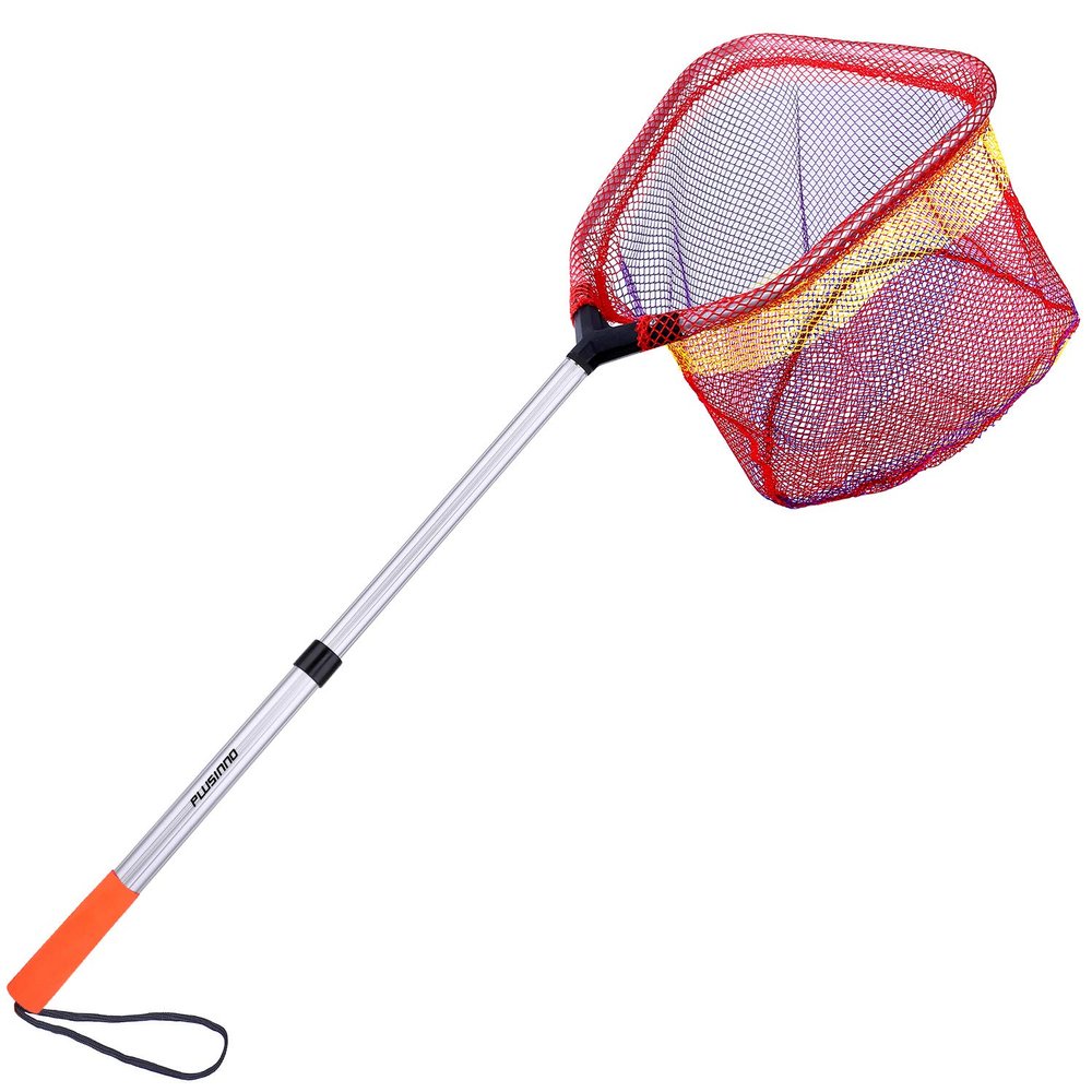 PLUSINNO Kids Fishing Net, Telescopic Lightweight Landing Net with Aluminum Pole Handle and Nylon Mesh, Catch and Release Net for Kids Youth Outdoor