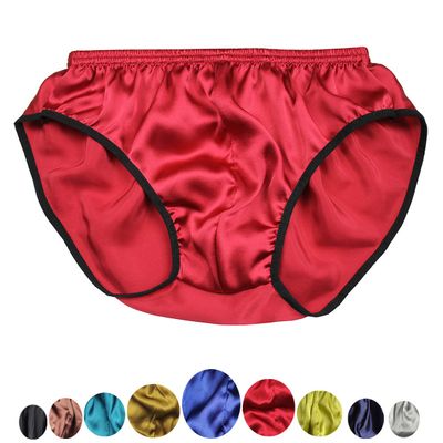 Farlenoyar Mens Pure Mulberry Silk Panties Strech Waist Briefs Soft Underwear (S (Tag L), Red)
