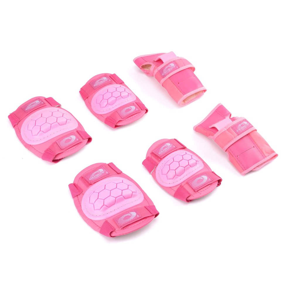 Osprey Kids' Skate Bmx Pads - Knee, Elbow and Wrist Protective Set - 6 Piece Scooter Streetsport Pad Set - Pink - Large
