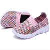 Konfor Women Multicolor Elasticized Fabric Casual Plaid Weave Flats Slip on Sneakers Walking Shoes (Pink US7.5) view 3