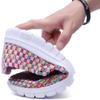 Konfor Women Multicolor Elasticized Fabric Casual Plaid Weave Flats Slip on Sneakers Walking Shoes (Pink US5-5.5) view 4