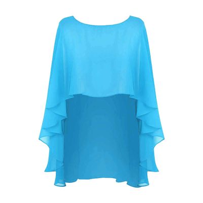 DINGZANCAMO Chiffon Wedding Capes Evening Dress Bridesmaid Stole Formal Scarves Bridal Wraps Long Shawls (Blue)
