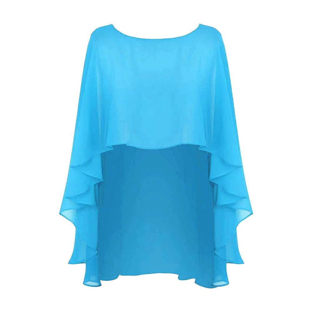 DINGZANCAMO Chiffon Wedding Capes Evening Dress Bridesmaid Stole Formal Scarves Bridal Wraps Long Shawls (Blue)