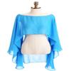 DINGZANCAMO Chiffon Wedding Capes Evening Dress Bridesmaid Stole Formal Scarves Bridal Wraps Long Shawls (Blue) view 4