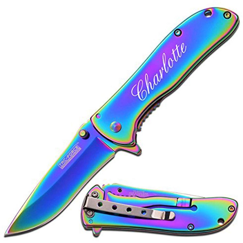 GIFTS INFINITY Customized Pocket Folding Knife with Metal Blade Engraving - Groomsmen Wedding Party Personalized Monogrammed Engraved for Free (TF-861RB)