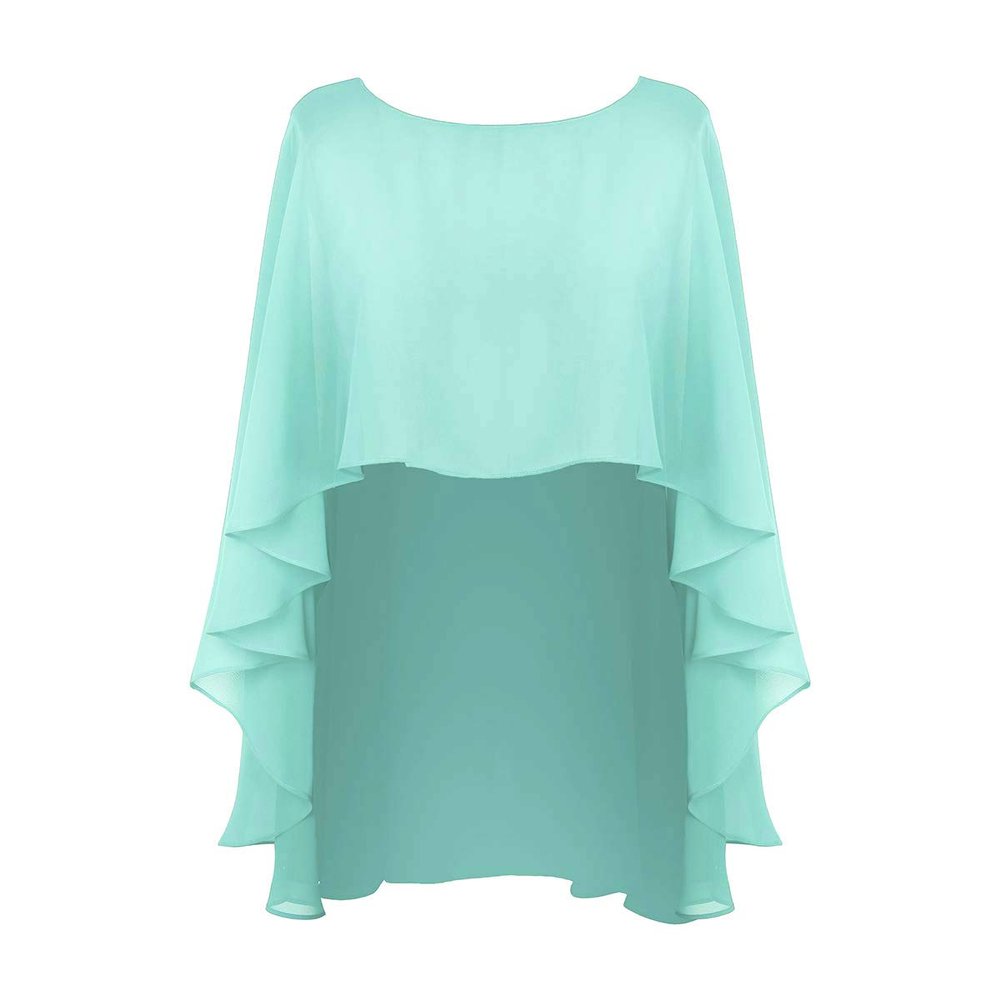 DINGZANCAMO Chiffon Wedding Capes Evening Dress Bridesmaid Stole Formal Scarves Bridal Wraps Long Shawls (Mint)
