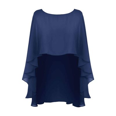 DINGZANCAMO Chiffon Wedding Capes Evening Dress Bridesmaid Stole Formal Scarves Bridal Wraps Long Shawls (Navy)
