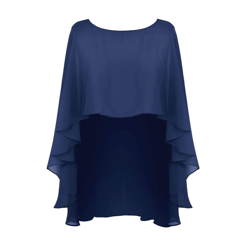 DINGZANCAMO Chiffon Wedding Capes Evening Dress Bridesmaid Stole Formal Scarves Bridal Wraps Long Shawls (Navy)