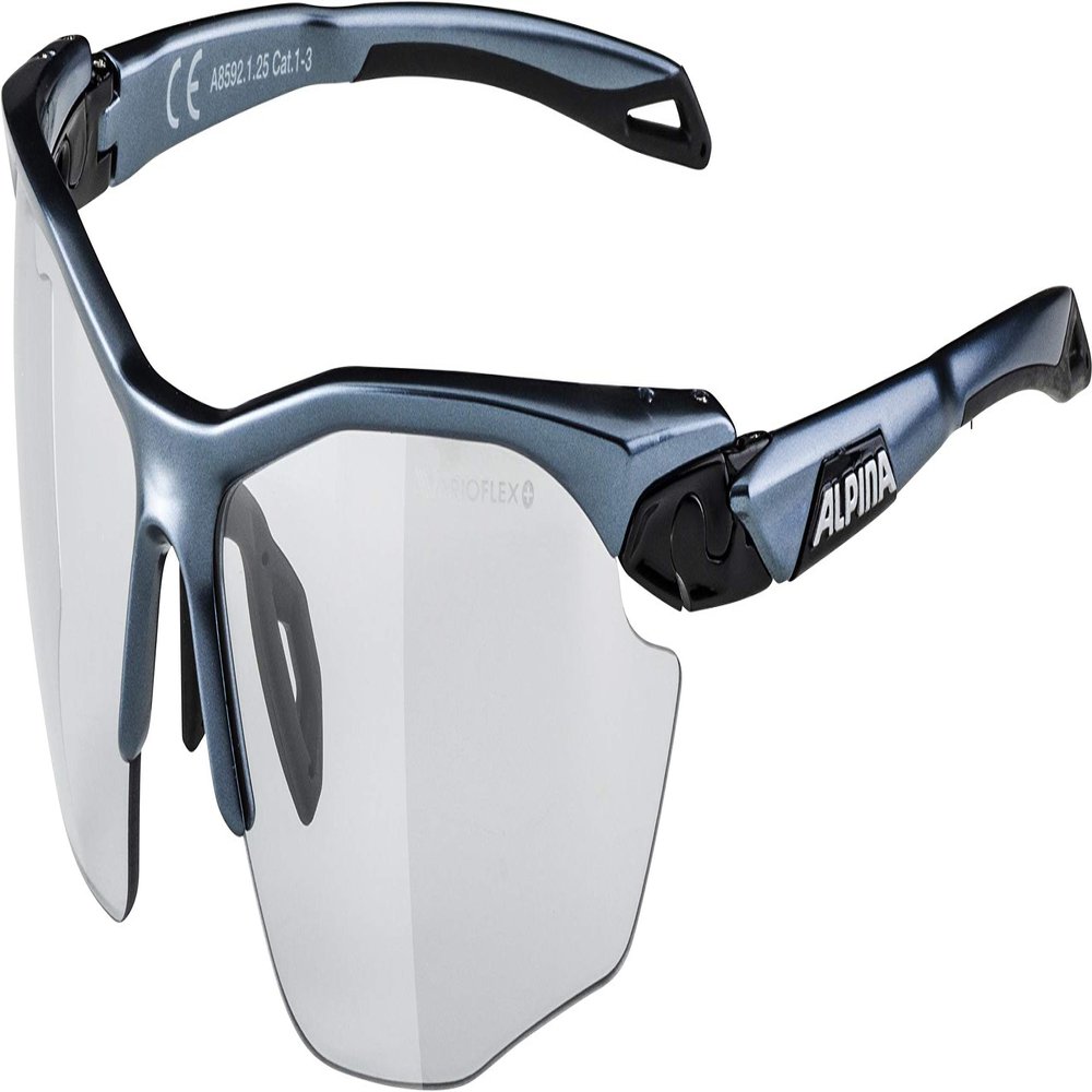 ALPINA Twist Five HR V - Photochromic, Shatterproof & Anti-Fog Sports & Cycling Glasses with 100% UV Protection for Adults, Tin-Black, One Size