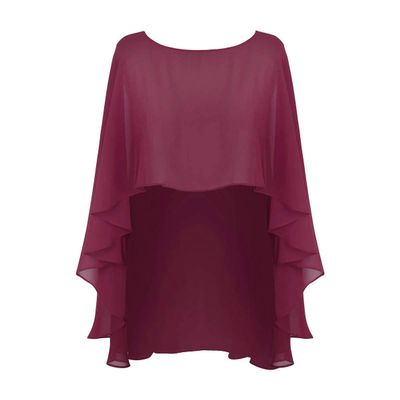 DINGZANCAMO Chiffon Wedding Capes Evening Dress Bridesmaid Stole Formal Scarves Bridal Wraps Long Shawls (Burgundy)