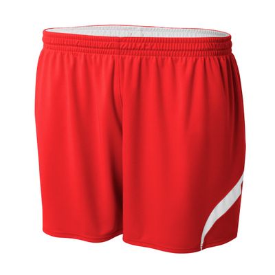 A4 Mens Double Double Short, Small, Scarlet/White