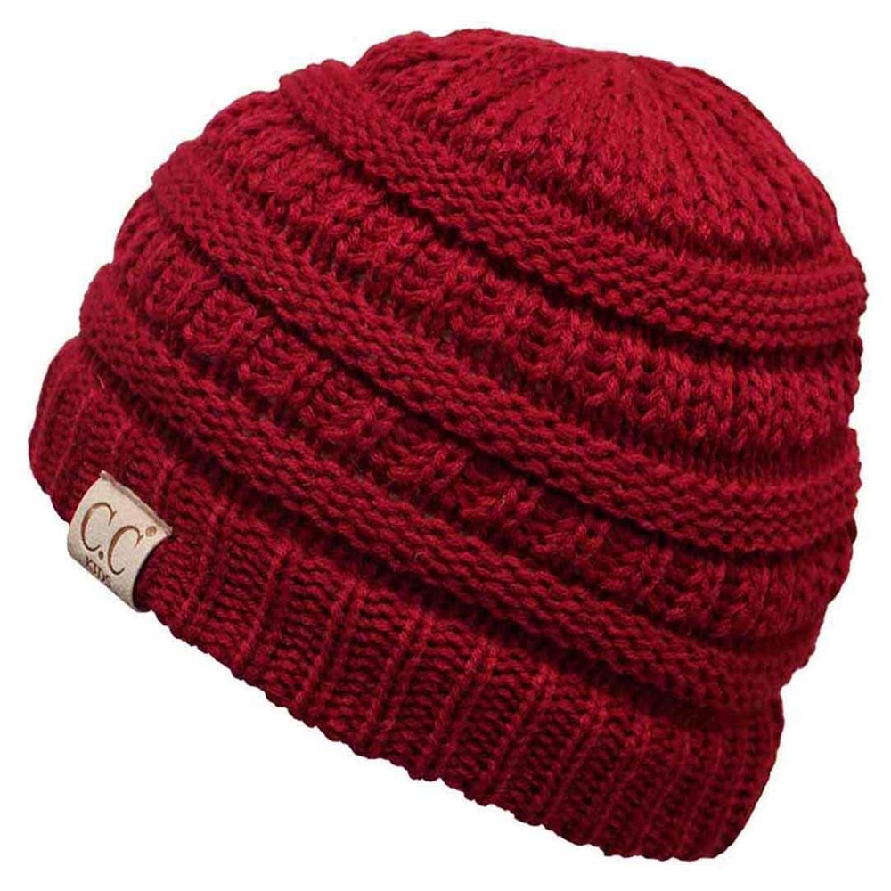 Funky Junque Toddler Winter Hat Ages 14, Soft Knit Beanie for Boys & Girls, Cozy Warm Kids Beanies for Cold Weather - Red