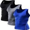 NELEUS Men's 3 Pack Athletic Compression Under Base Layer Sport Tank Top,01,Black,Grey,Blue,S,EUR M view 1