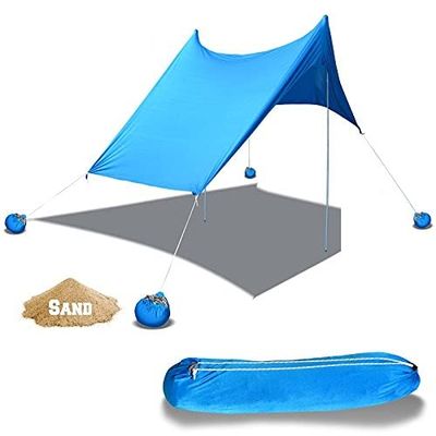 BenefitUSA 7'X7' Beach Tent with Sand Anchor Portable Canopy Sunshade Shelter UV Protected (Blue)