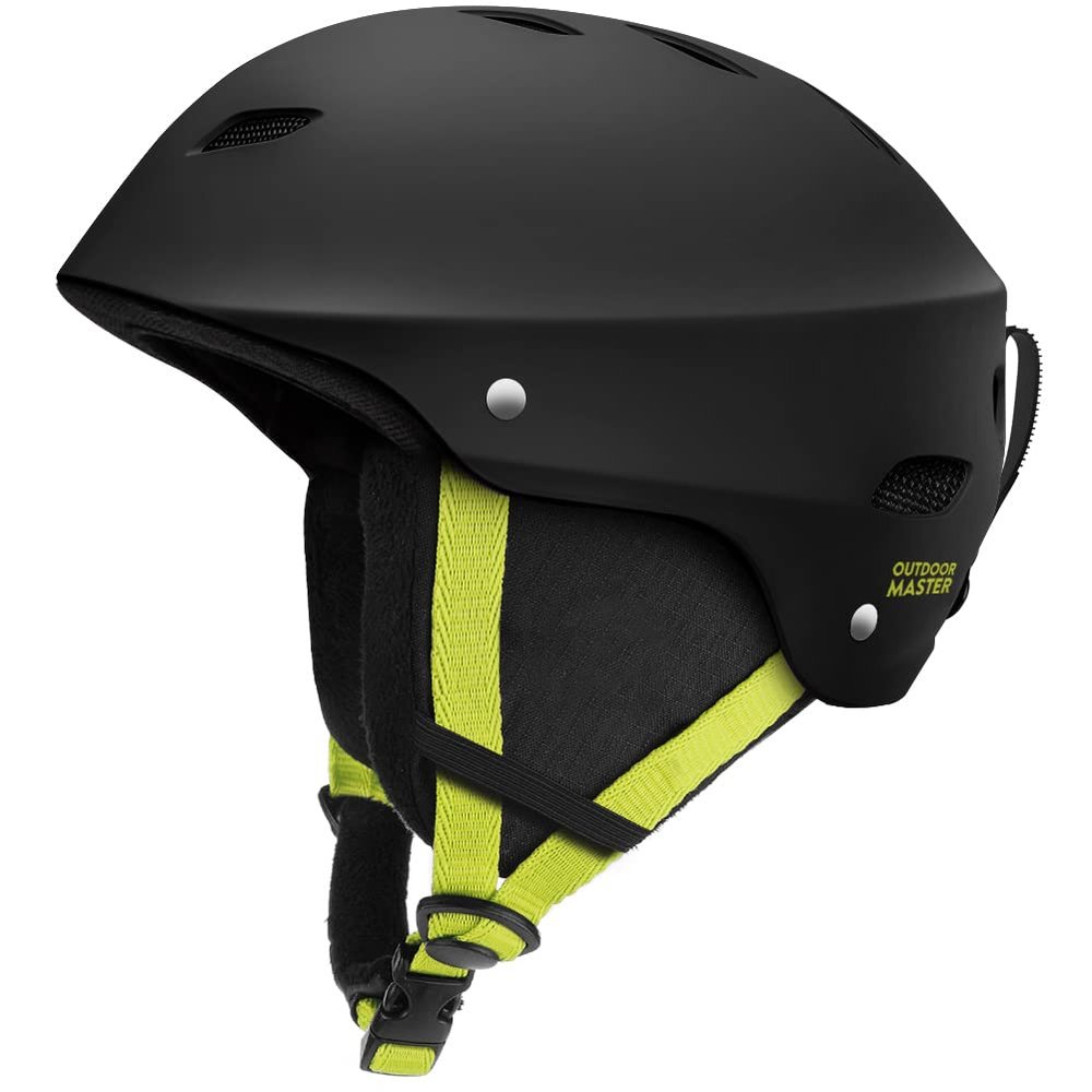 OutdoorMaster Kelvin Ski Helmet - Snowboard Helmet for Men, Women & Youth (Black+Lemon,L)
