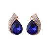 Grace Jun Gold Plated Crytsal Rhinestone Water Drop Shape Stud Earrings for Women Ear Buckle Earrings (Navy blue) view 1