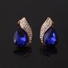 Grace Jun Gold Plated Crytsal Rhinestone Water Drop Shape Stud Earrings for Women Ear Buckle Earrings (Navy blue) view 2