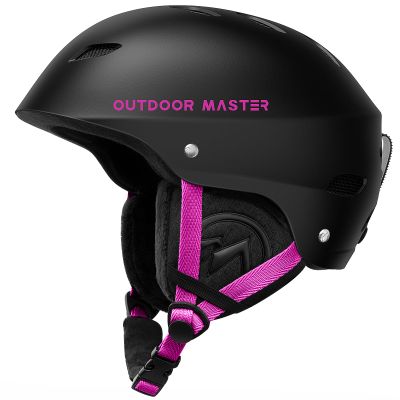OutdoorMaster Kelvin Ski Helmet - Snowboard Helmet for Men, Women & Youth (Black+Pink,L)