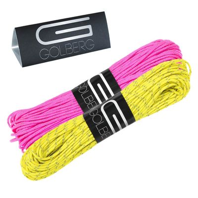 GOLBERG G 1.8mm Fluorescent Reflective 95lb Paracord 20 Meters Perfect for Guyline, Tent Rope, Camping, Hiking (Reflective Neon Yellow/Neon Pink)