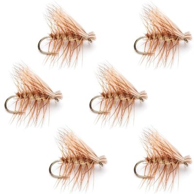 The Fly Fishing Place Tan Elk Hair Caddis Classic Trout Dry Fly - Set of 6 Flies Size 16
