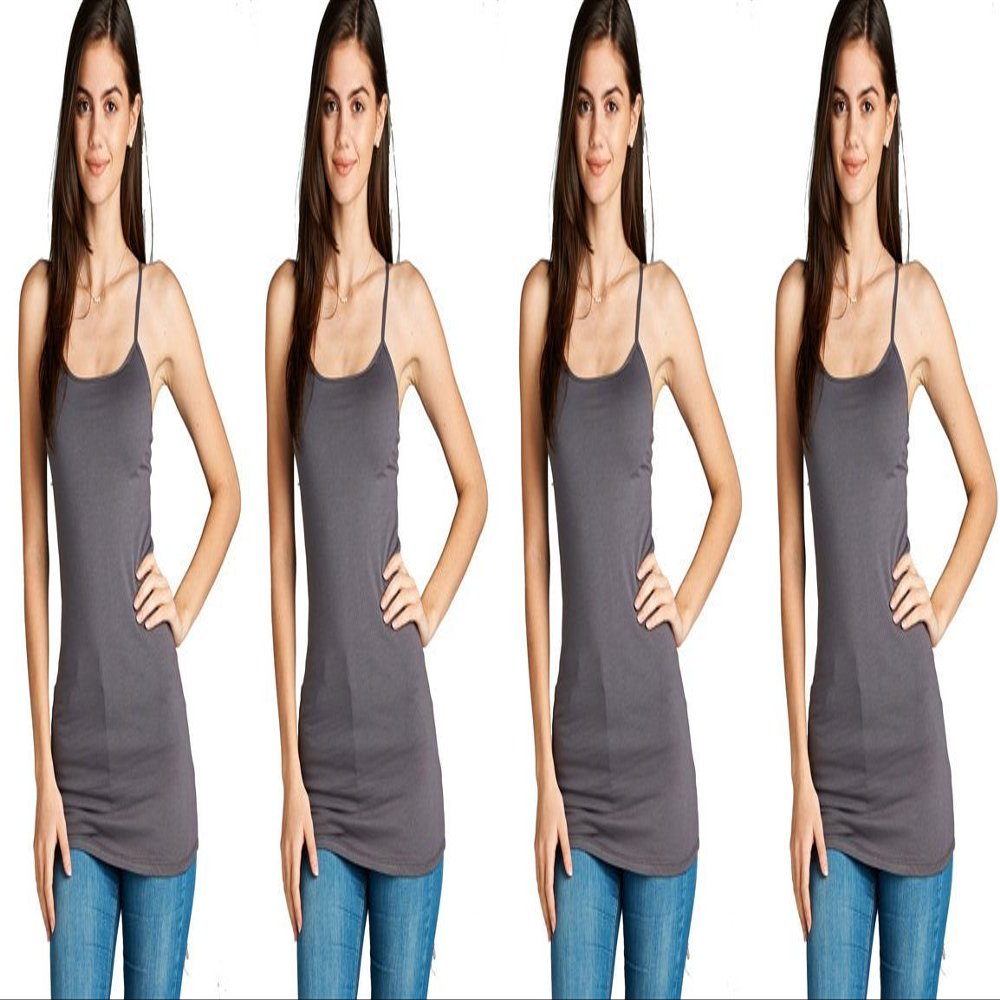 4 Pack Active Basic Women's Basic Tank Top (Charcoal 4 Pack)
