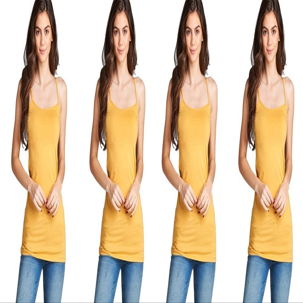 4 Pack Active Basic Women's Basic Tank Top (Gold Mustard 4 Pack)