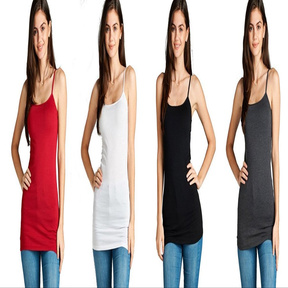 4 Pack Active Basic Women's Basic Tank Top (Dark Red, White, Black, Charcoal Grey)
