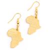 Big Size Crystal Africa Map Pendant Necklace Women 24K Gold African Map Hiphop Item (Gold Earrings) view 1