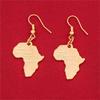 Big Size Crystal Africa Map Pendant Necklace Women 24K Gold African Map Hiphop Item (Gold Earrings) view 2