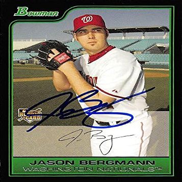 Sports Memorabilia Autograph Warehouse 344037 Jason Bergmann Autographed Baseball Card - Washington Nationals, FT 2006 Bowman Rookie No. 216